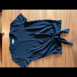 Madewell texture & thread tie front top, black, XS